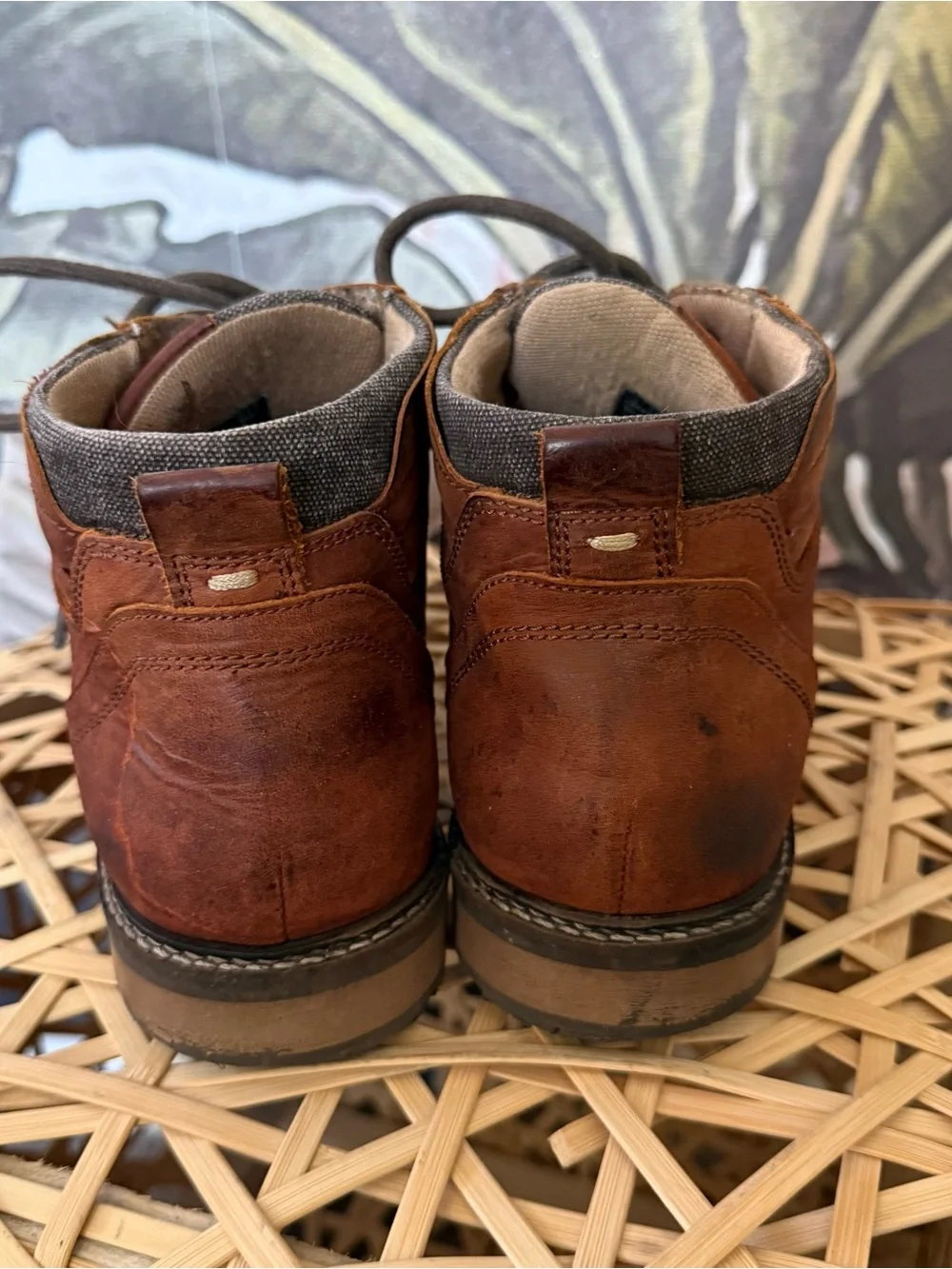 ALDO Brown leather lace up cap toe boots red brown Size US 12 outdoor